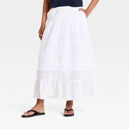 Women's Lace Maxi Full Skirt - Universal Thread™ White L