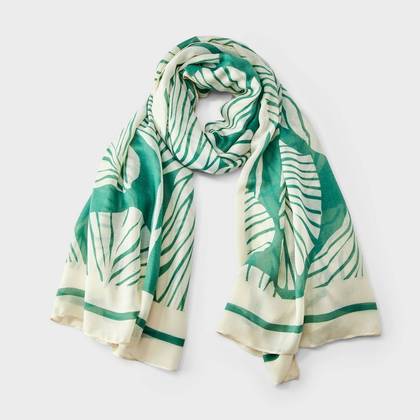 Tropical Leaf Pattern Pareo Wrap Scarf - A New Day™ Green