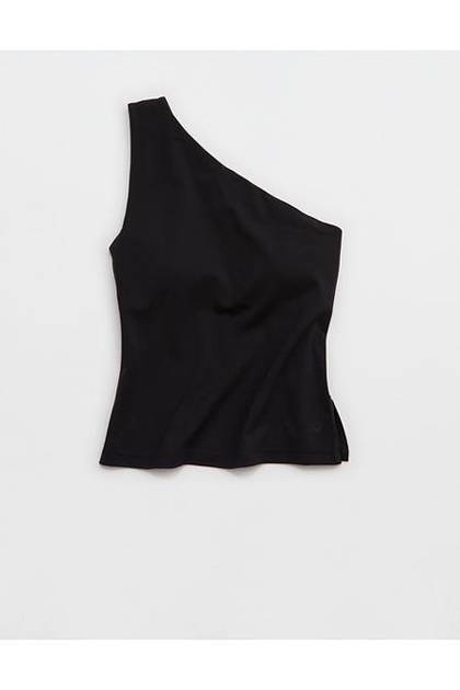 OFFLINE By Aerie Real Me XTRA One Shoulder Tank Top True Black