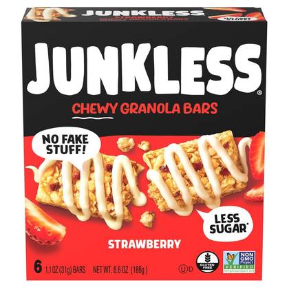 JUNKLESS Strawberry Chewy Granola Bars - 6.6oz/6ct