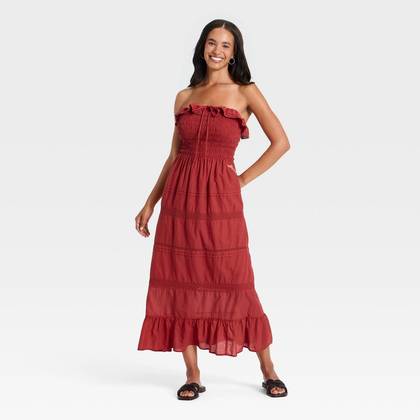 Women's Cotton Maxi Pullover Sundress - Universal Thread™ Red XS