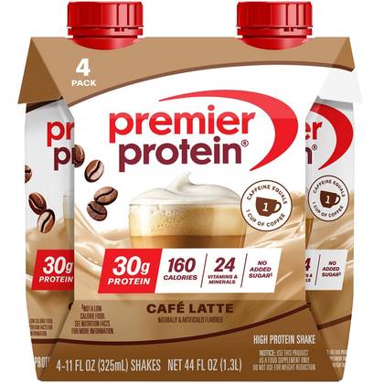 Premier Protein Nutritional Shake Café Latte Caffeinated - 11 fl oz/4pk: Keto Certified, Ready to Drink, Gluten-Free, 30g Protein Per Serving