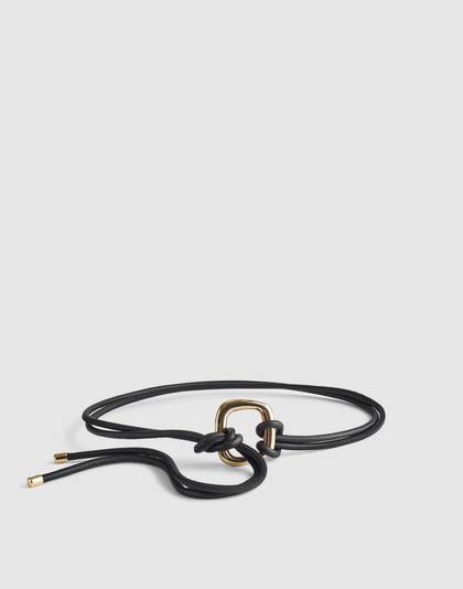 Sculpted-Buckle Tie Belt