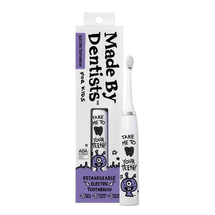 Made by Dentists Alien Kids' Rechargeable Electric Toothbrush with Timer 3 Brush Heads and Charger - White: 7.4 Inch Height, Soft Bristles