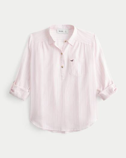 Hollister Pearl Cotton Popover Shirt