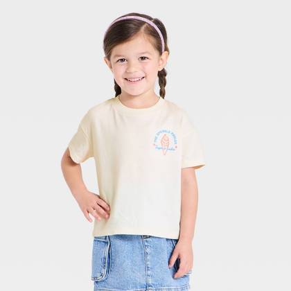 Toddler Girls' Ice Cream Parlor Oversized Graphic T-Shirt - Cat & Jack™ Cream 12M