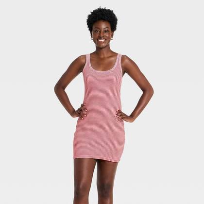Women's Knit Mini Bodycon Dress - Universal Thread™ Red Striped S