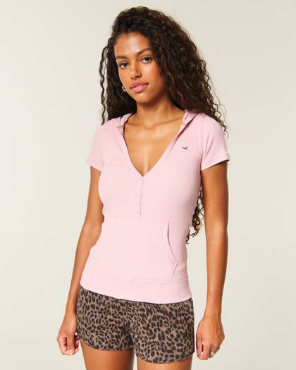 Short-Sleeve Henley Hoodie