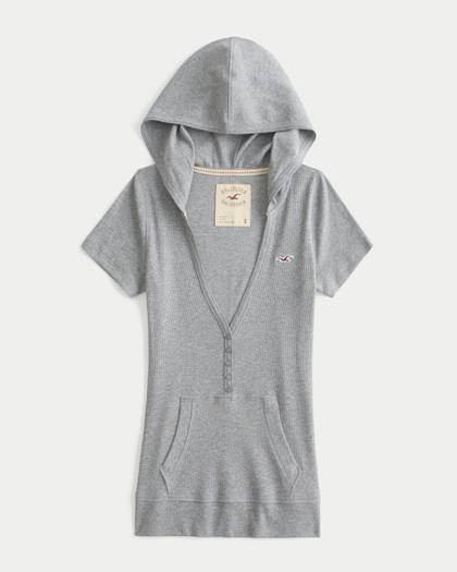 Short-Sleeve Henley Hoodie