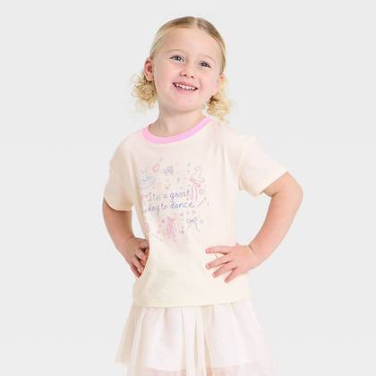 Toddler Girls' Relaxed Dance Graphic T-Shirt - Cat & Jack™ Light Off-White 5T