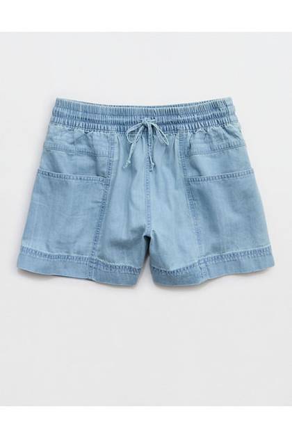Aerie Woven Pull-On Short Light Blue