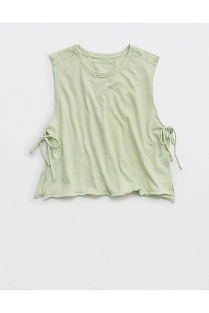 Aerie Happiest Side Tie Tank Aloe