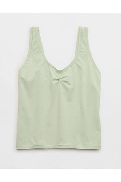SMOOTHEZ Cotton Blend Ruched Tank Top Aloe