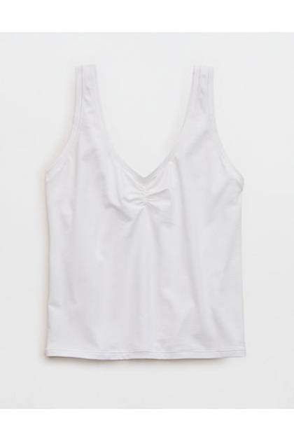 SMOOTHEZ Cotton Blend Ruched Tank Top White