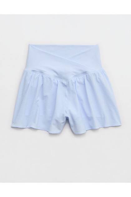 OFFLINE By Aerie Real Me Seersucker Crossover Flowy Short Eyelet Blue