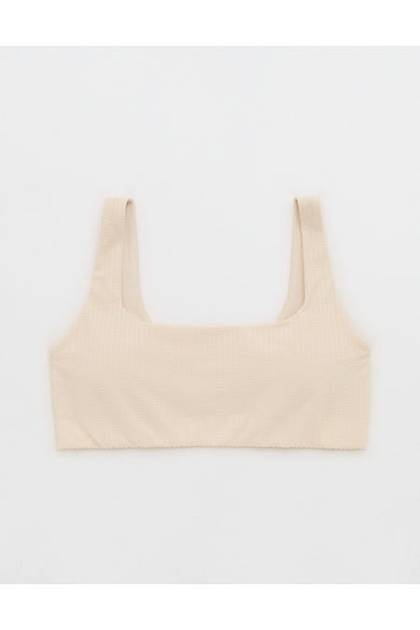 OFFLINE By Aerie Seersucker Classic Sports Bra Cake Batter