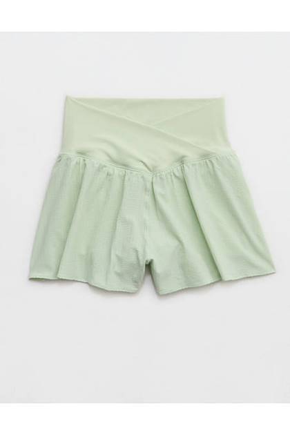 OFFLINE By Aerie Real Me Seersucker Crossover Flowy Short Overcast Green