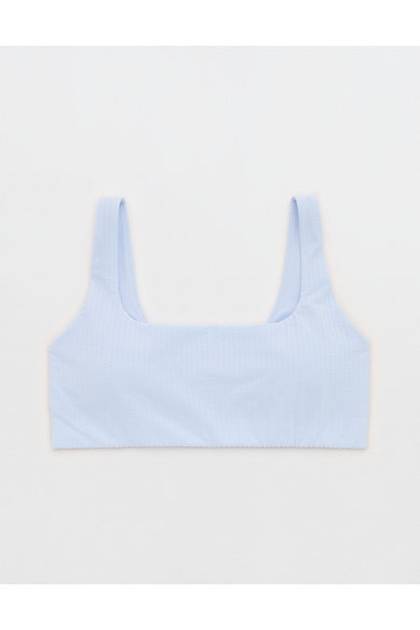 OFFLINE By Aerie Seersucker Classic Sports Bra Eyelet Blue
