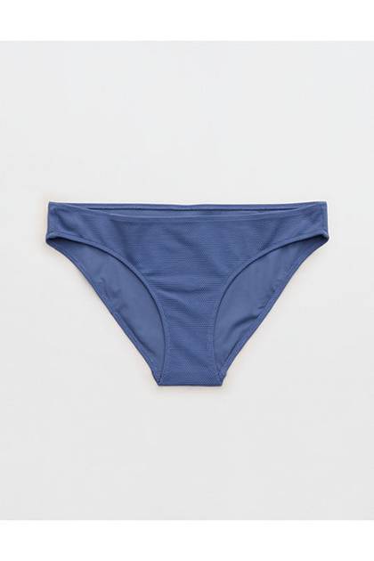 Aerie Pique Full Coverage Bikini Bottom Marbled Blue