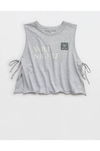 Aerie Happiest Side Tie Tank Medium Heather Gray