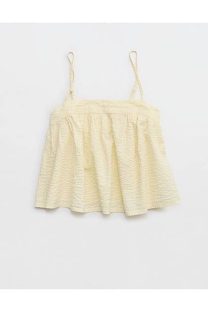 Aerie Seersucker Cami Top Cozy Yellow