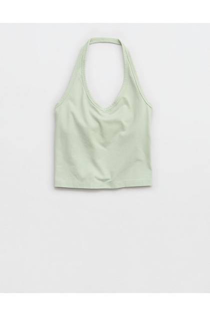 OFFLINE By Aerie OG Cotton Halter Tank Top Aloe