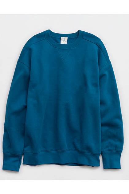 OFFLINE By Aerie Cloud Fleece Oversized Crewneck Sweatshirt Twilight Blue