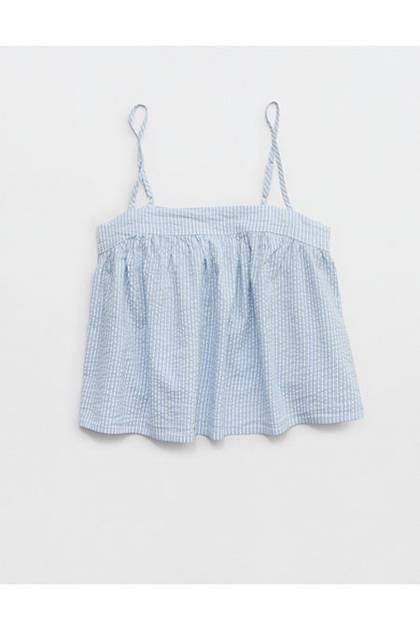 Aerie Seersucker Cami Top Monaco Blue