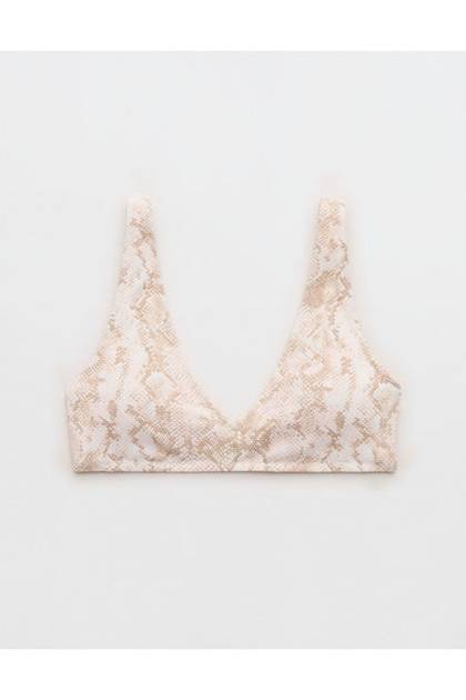 Aerie Pique Wide Strap Voop Bikini Top Pink Petal