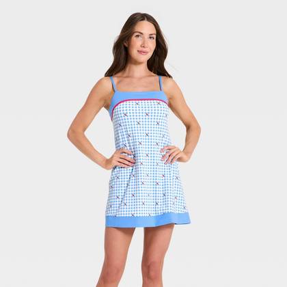 Women's Everyday Soft Active Court Dress - All In Motion™ Blue Gingham M