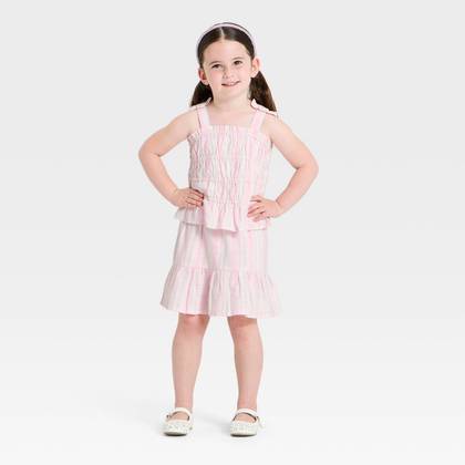 Baby Girls' 2pc Striped Woven Tank Top and Skirt Set - Cat & Jack™ Pink 12M