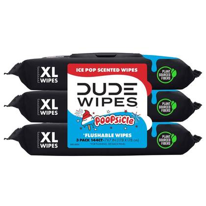 Dude Wipes Poopsicle Flushable Extra-Large Ice Pop Scented Wet Personal Wipes - 144ct