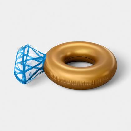 Diamond Ring Tube with Mix Shaped Glitter Novelty Float - Sun Squad™ Gold