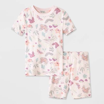 Baby 2pc Animal Planet Botanicals Butterfly Pajama Set - Purple 12M