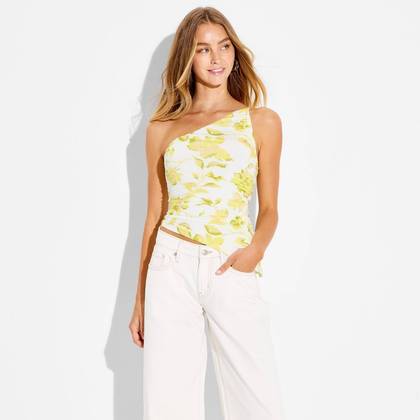 Women's Ruched Tank Top - Wild Fable™ Assorted Yellows Floral XXS