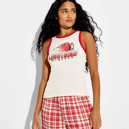 Women's Cars Graphic Tank Top - Cream XXL