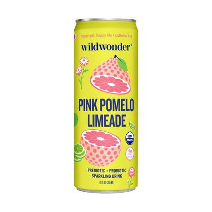wildwonder Pink Pomelo Limeade Organic Prebiotic + Probiotic Sparkling Drink - 12 fl oz Can