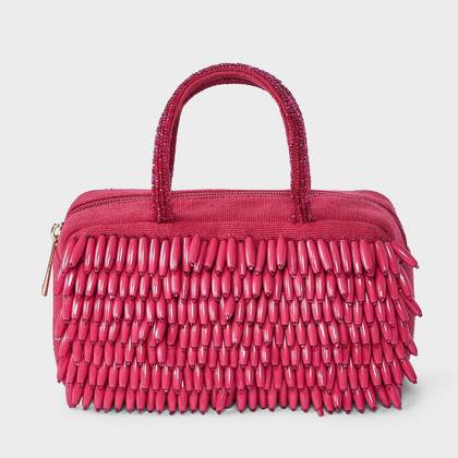 Hand Beaded Fringe Satchel Mini Bag - A New Day™ Pink