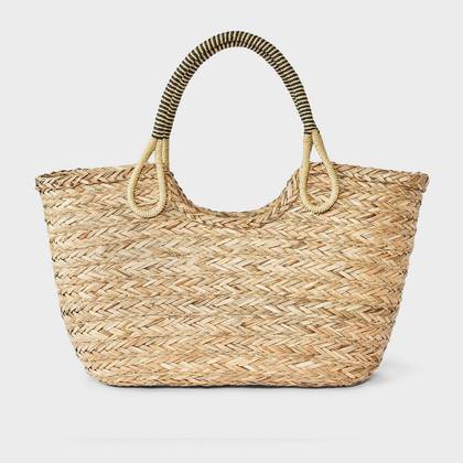 Hand Woven Straw Seagrass Tote Bag - A New Day™ Natural
