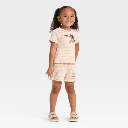 Toddler Girls' 2pc Disney Moana T-Shirt and Shorts Set - Pink 5T