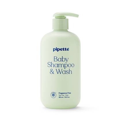 Pipette Baby Shampoo + Wash Fragrance Free - 11.8 fl oz: Moisturizing, Basic Cleansing, Hypoallergenic, All Hair Types