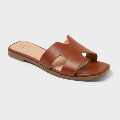 Women’s Nina Slide Sandals - A New Day™ Cognac 7