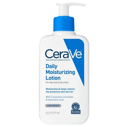 CeraVe Daily Moisturizing Face and Body Lotion for Normal to Dry Skin – 8 fl oz: Unscented, Hyaluronic Acid, Pump Bottle