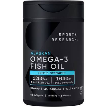 Sports Research Omega-3 Fish Oil 1250mg MSC-C-55162 Softgels - 60ct: Certified Gluten-Free, Non-GMO