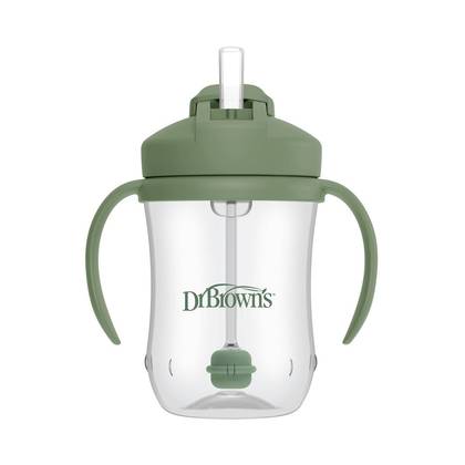 Dr. Brown's Milestones 9 fl oz Baby's First Straw Cup - Sage: Silicone, BPA-Free, Sippy Cup