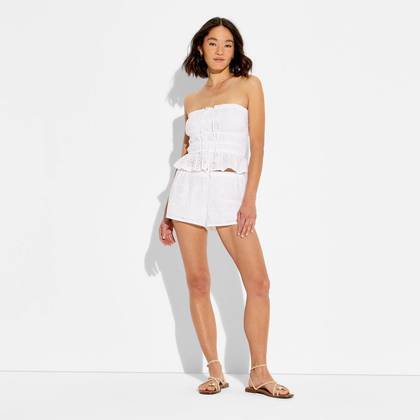 Women's Mid-Rise Ruffle Edge Shorts - Wild Fable™ White L