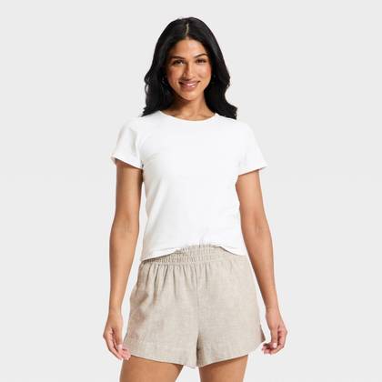 Women's Short Sleeve Sculpt T-Shirt - A New Day™ White S