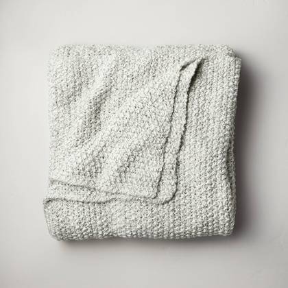 King Chunky Knit Bed Blanket Marled Gray - Casaluna™: Acrylic Sweater Knit, Machine Washable, All Ages