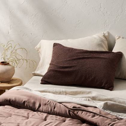 King Textured Waffle Pillow Sham Dark Fig - Casaluna™