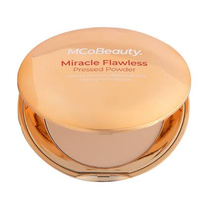 MCoBeauty Miracle Flawless Pressed Powder - 1 Light: Vegan, Shine Control, Skin Texture Improvement, Face Application